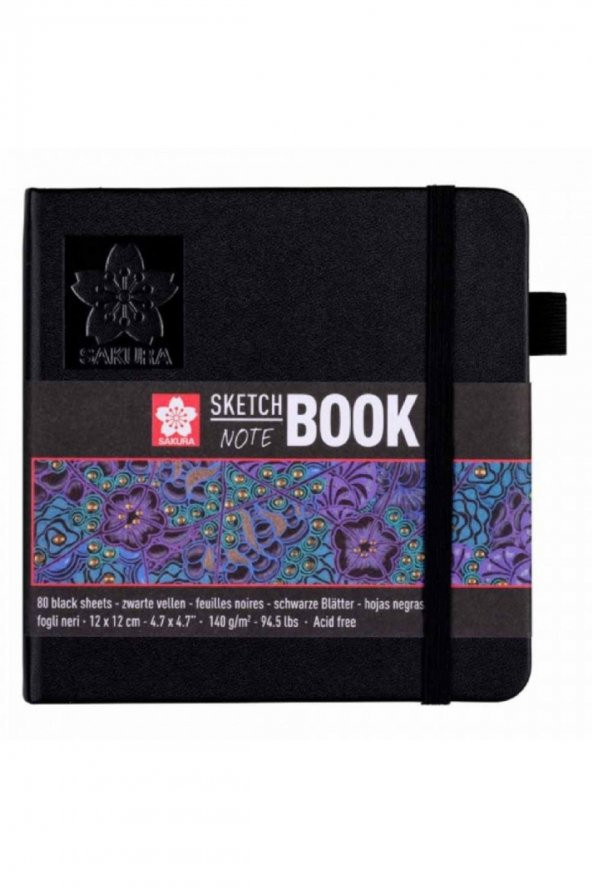 Sakura Eskiz Defteri 140gr Siyah Kağıt 12x12cm