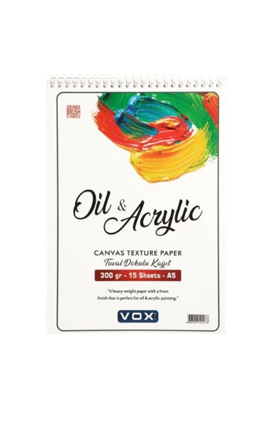 VOX Art Kanvas Dokulu Yağlı ve Akrilik Boya Defter A5 300gr 15 Yaprak