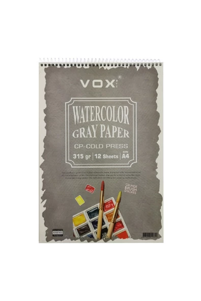 VOX Art Suluboya Sketch Defter A4 315gr 12 Yaprak Grey Gri