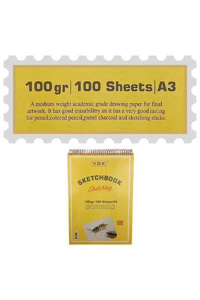 VOX Art Sketchbook Eskiz Defter A3 100gr 100 Yaprak İvory Krem - 4