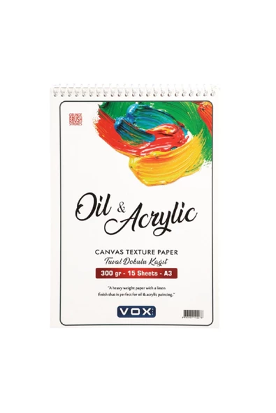 VOX Art Kanvas Dokulu Yağlı ve Akrilik Boya Defter A3 300gr 15 Yaprak