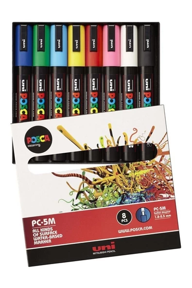 Uni Posca Pc-5m 1.8-2.5mm - Çiçek Renkleri Set (7+1)