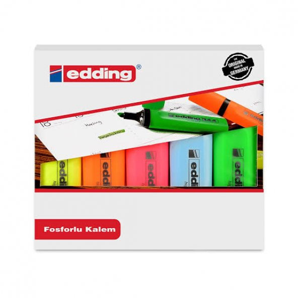 Edding 344 Fosforlu Kalem 5 Adet - Karışık Renk - 2
