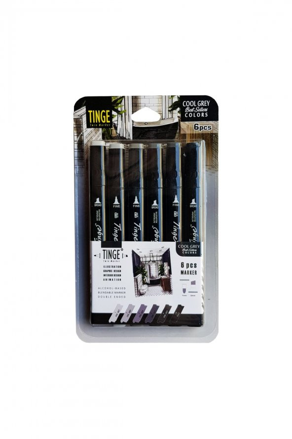 Tinge Marker 6'lı Cool Grey