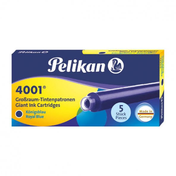 Pelikan Pelikan 4001 Uzun Dolmakalem Kartuşu 6 Adet Mavi