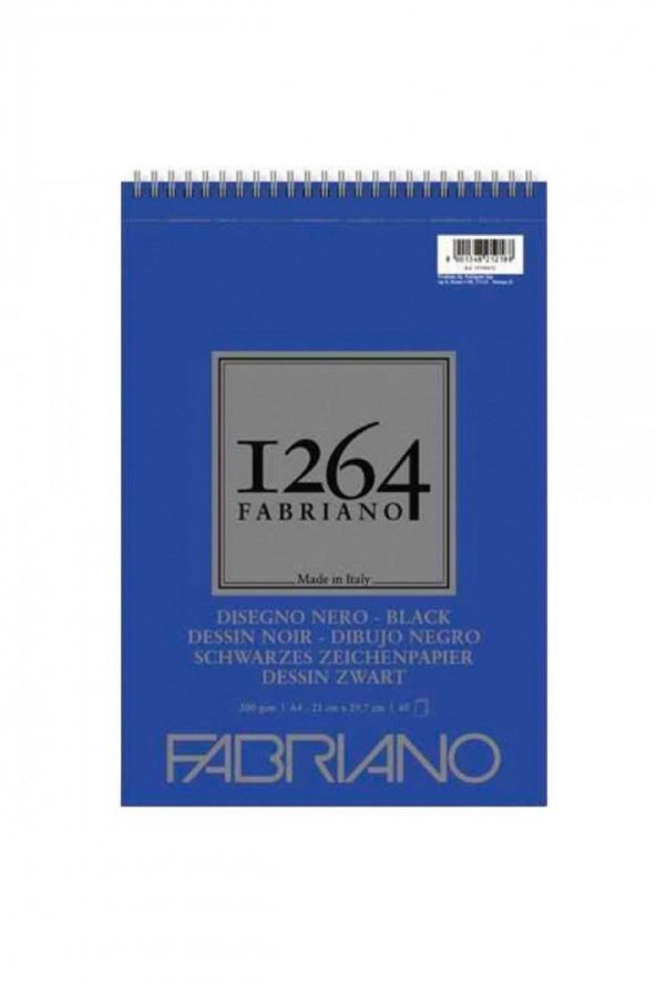 Fabriano 1264 Black Paper Spiralli 200gr 40 Sayfa A4 (21x29.7cm)