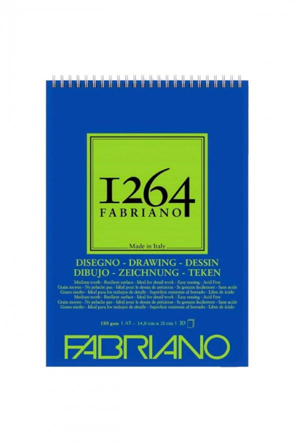 Fabriano 1264 Drawing Paper Spiralli Defter 180gr 30 Sayfa A5 (14.8x21cm)