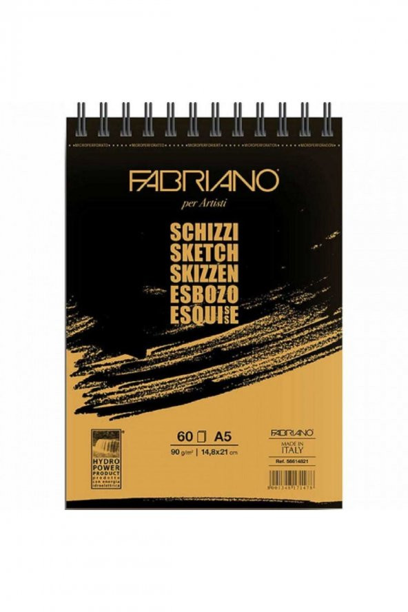 Fabriano Schizzi Sketch Pad Natural Grain 90gr Spiralli Çizim Defteri 60 Sayfa A5 (14.8x21cm)