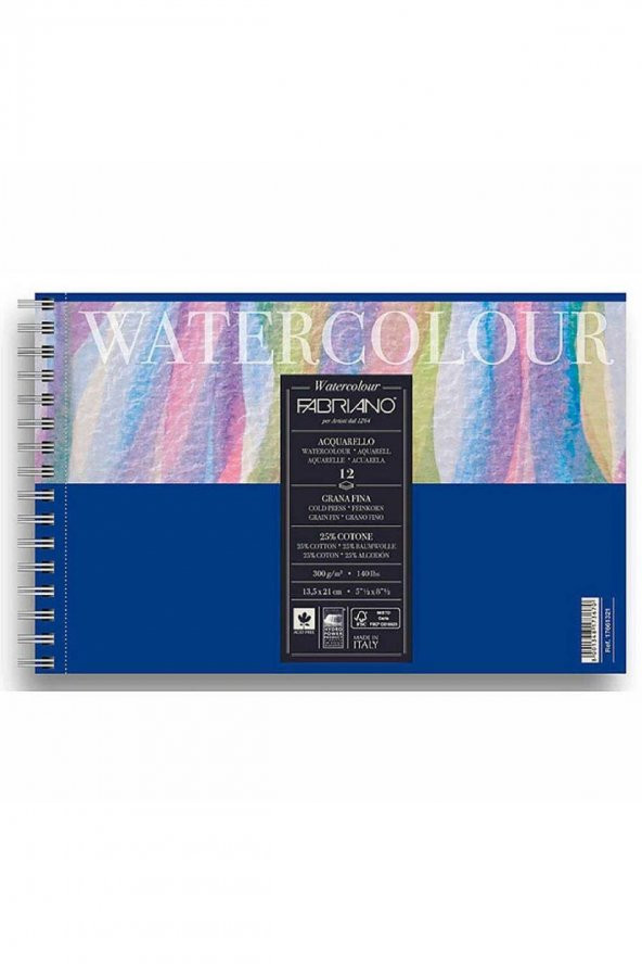 Fabriano Watercolour Cold Pressed 300gr Spiralli Sulu Boya Blok 12 Sayfa 13.5x21cm