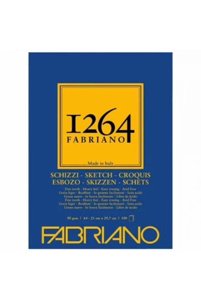 Fabriano 1264 Sketch Eskiz Blok 90gr 100 Sayfa A4 (21x29.7cm) (1 Kenarı Yapışkanlı)