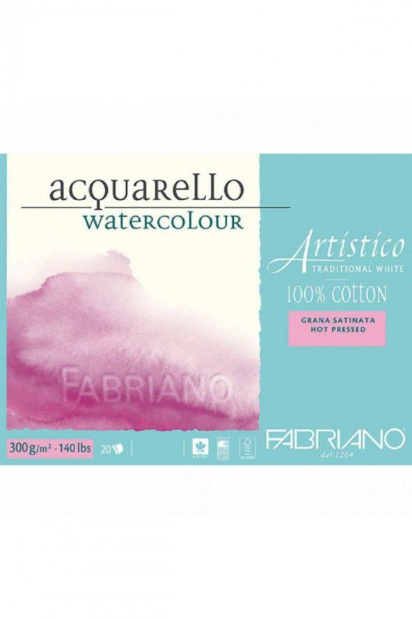 Fabriano Artistico Traditional White Hot Pressed 300gr Suluboya Blok 20 Sayfa 26x36cm