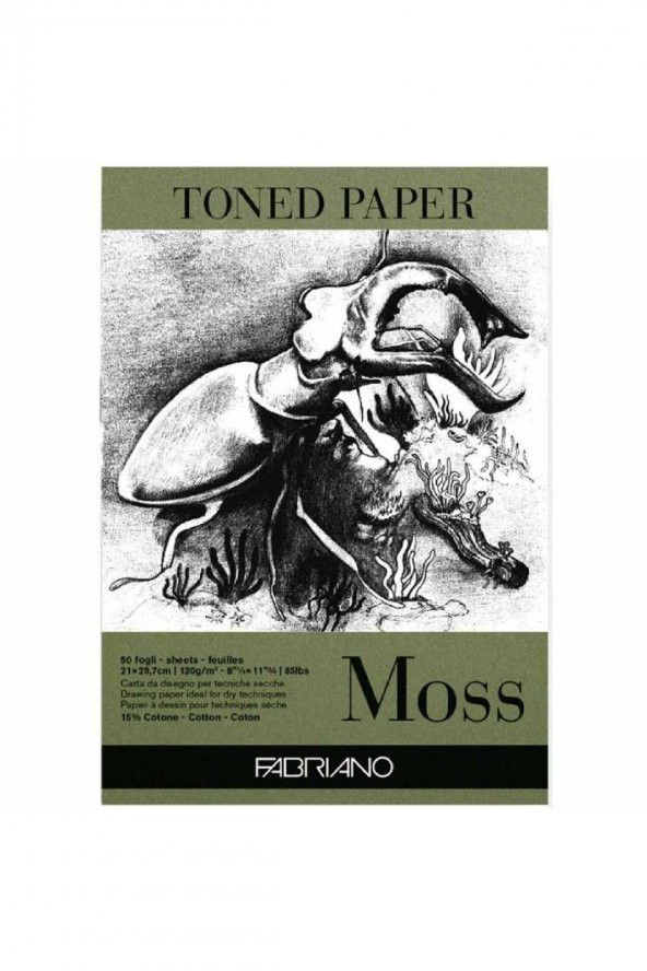 Fabriano Toned Paper Moss Eskiz ve Çizim Blok 120gr 50 Sayfa Yosun Rengi A4 (21x29,7cm)
