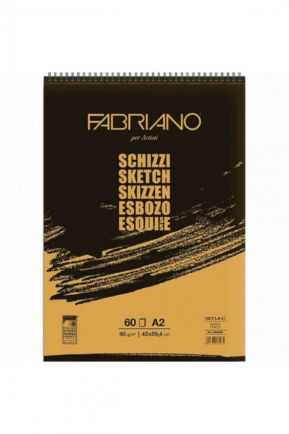 Fabriano Schizzi Sketch Pad Natural Grain 90gr Spiralli Çizim Defteri 60 Sayfa A2 (42x59.4cm)