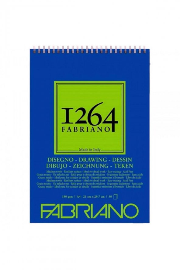 Fabriano 1264 Drawing Paper Spiralli Defter 180gr 50 Sayfa A4 (21x29.7cm)