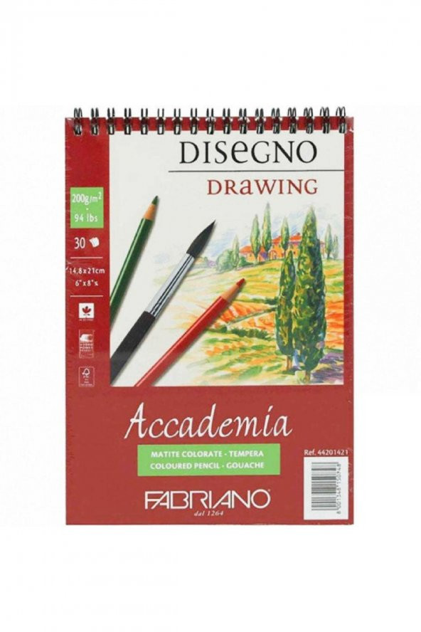 Fabriano Accademia Disegno 200gr Spiralli Çizim Blok 30 Sayfa A5 (14.8x21cm)