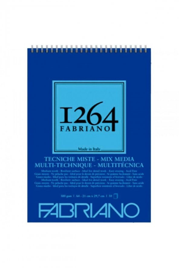 Fabriano 1264 Mix Media Spiralli Defter 300gr 30 Sayfa A4 (21x29.7cm)