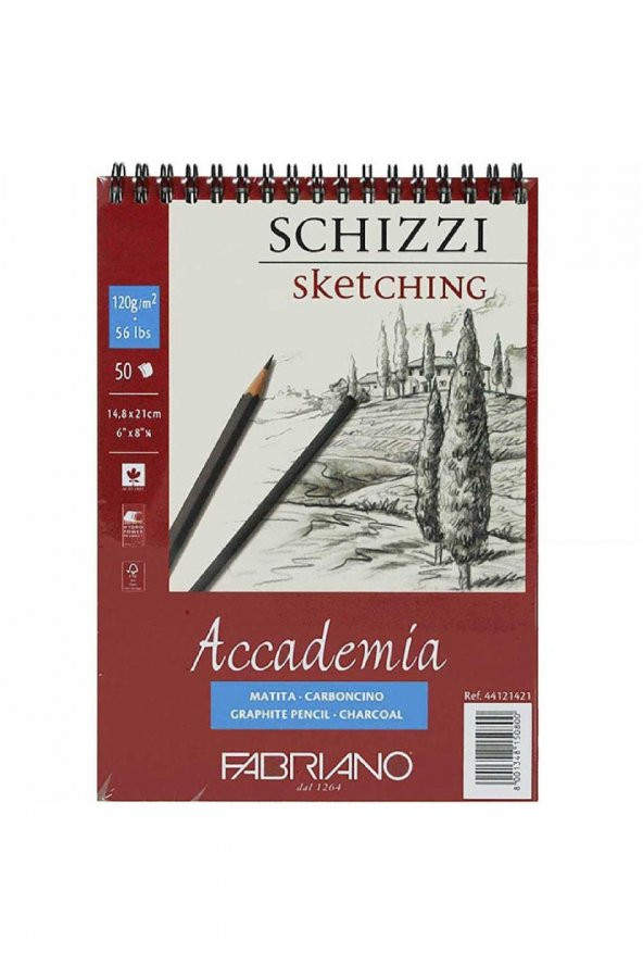 Fabriano Accademia Schizzi 120gr Spiralli Sketch Çizim Blok 50 Sayfa A5 (14.8x21cm)