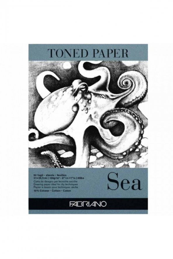 Fabriano Toned Paper Sea Eskiz ve Çizim Blok 120gr 50 Sayfa Deniz Rengi A3 (29,7x42cm)