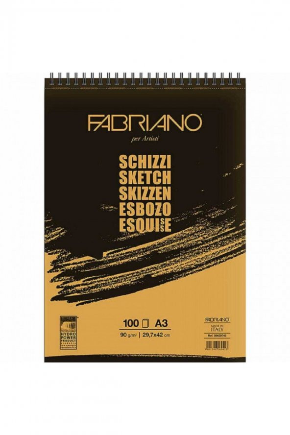 Fabriano Schizzi Sketch Pad Natural Grain 90gr Spiralli Çizim Defteri 100 Sayfa A3 (29.7x42cm)