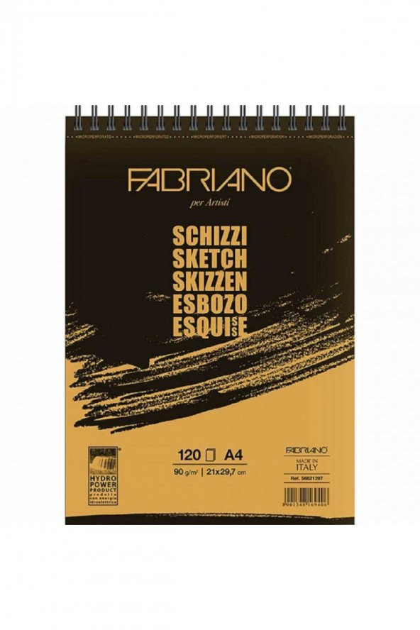 Fabriano Schizzi Sketch Pad Natural Grain 90gr Spiralli Çizim Defteri 120 Sayfa A4 (21x29.7cm)