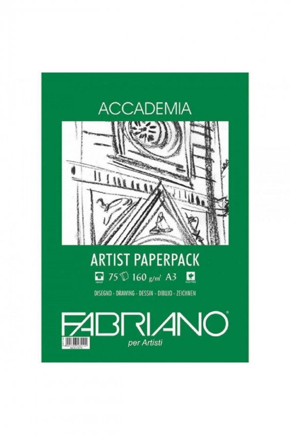 Fabriano Accademia Artists Paperpack Natural Grain 160gr A3 (29.7x42cm) 75 Sayfa
