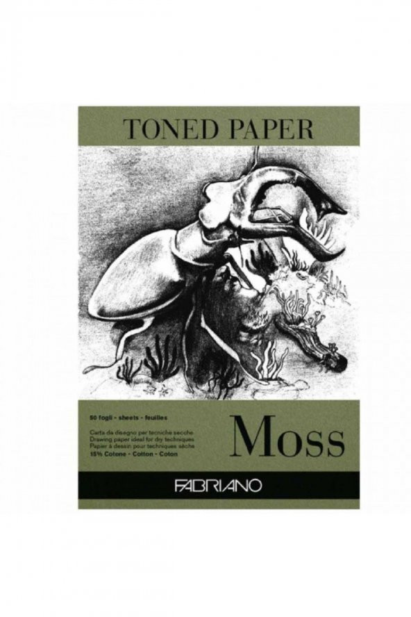 Fabriano Toned Paper Moss Eskiz ve Çizim Blok 120gr 50 Sayfa Yosun Rengi A3 (29,7x42cm)