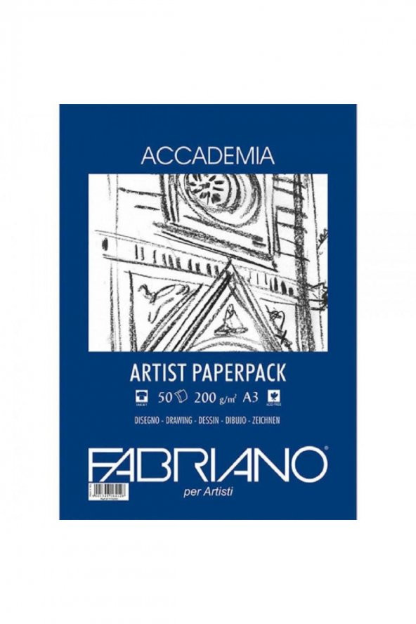 Fabriano Accademia Artists Paperpack Natural Grain 200gr A3 (29.7x42cm) 50 Sayfa