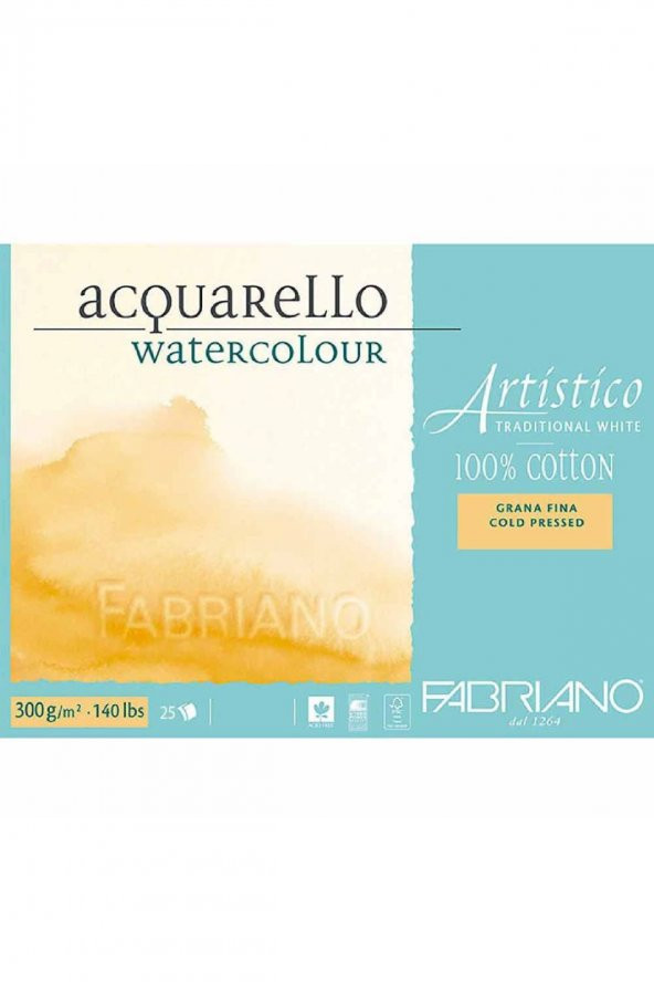Fabriano Artistico Traditional White Cold Pressed 300gr Suluboya Blok 25 Sayfa 12.5x18cm
