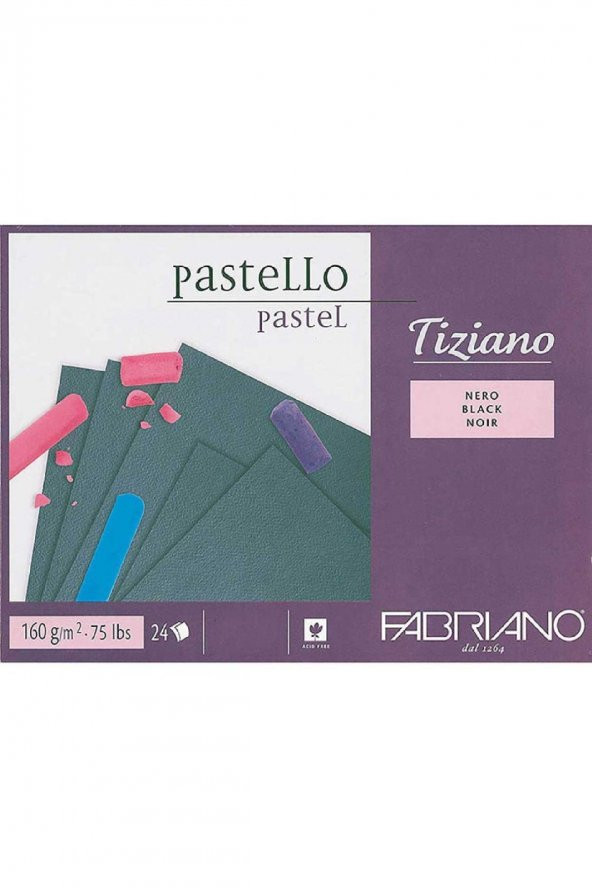Fabriano Tiziano 160gr Nero (Siyah) Pastel Blok 24 Sayfa 23x30.5cm