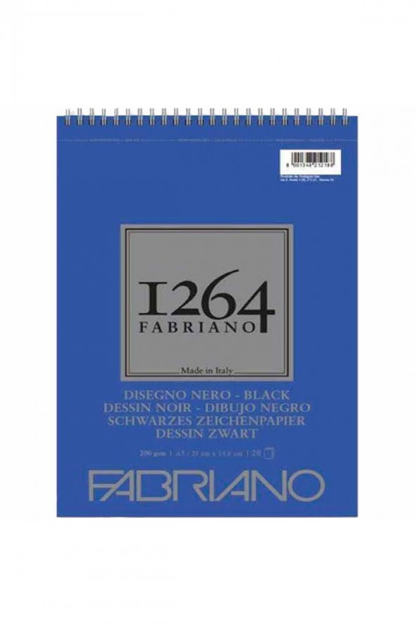 Fabriano 1264 Black Paper Spiralli 200gr 20 Sayfa A5 (14.8x21cm)