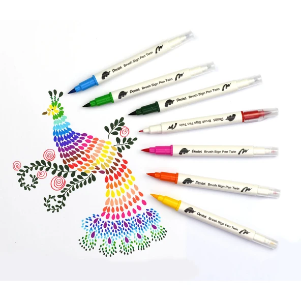Pentel Arts Brush Sign Pen Twin 24'lü Fırça Uçlu Kalem Set / SESW30C-24 - 5