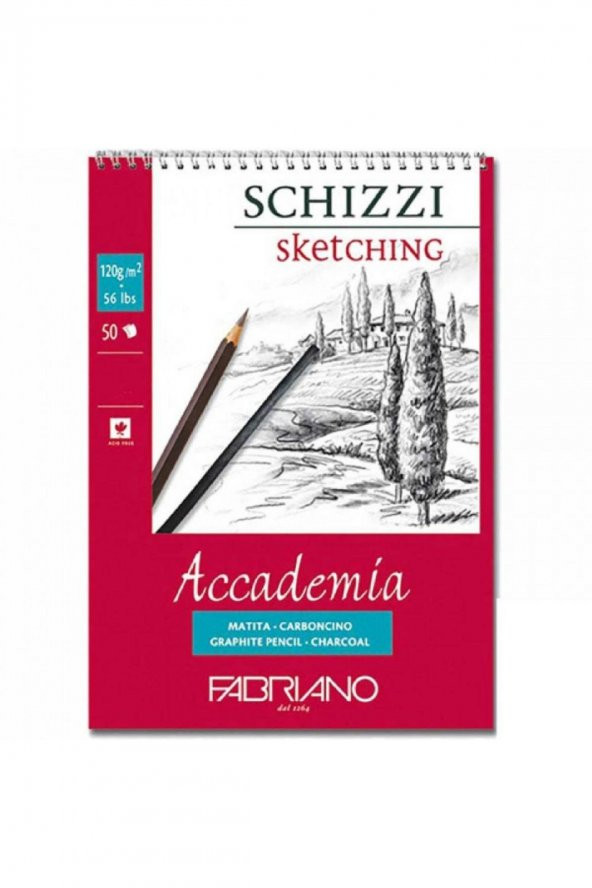 Fabriano Accademia Schizzi 120gr Spiralli Sketch Çizim Blok 50 Sayfa A2(42x59,4cm)