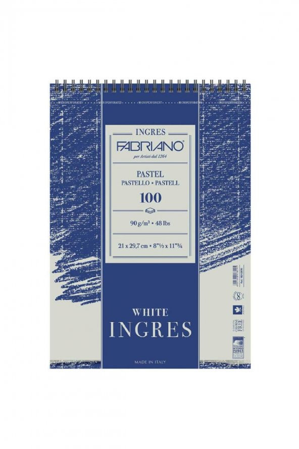 Fabriano Ingres Bianco 90gr Beyaz Spiralli Pastel Blok 100 Sayfa A4 (21X29.7cm)