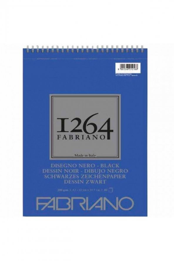 Fabriano 1264 Black Paper Spiralli 200gr 40 Sayfa A3 (29.7x42cm)