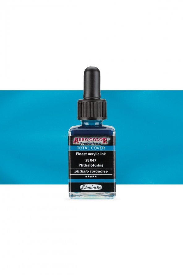 Schmincke Aero Color Pr. Akrilik ink. Total Cover 28ml Opaque Phthalo Turquoise 847