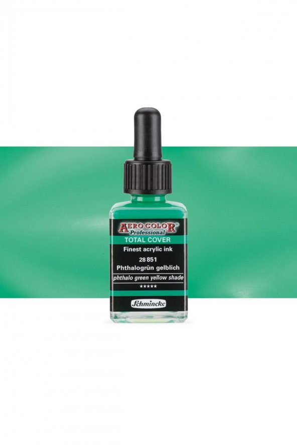 Schmincke Aero Color Pr. Akrilik ink. Total Cover 28ml Opaque Phthalo Green Yellow S. 851