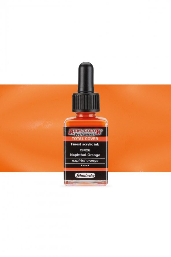 Schmincke Aero Color Pr. Akrilik ink. Total Cover 28ml Opaque Naphtol Orange 826