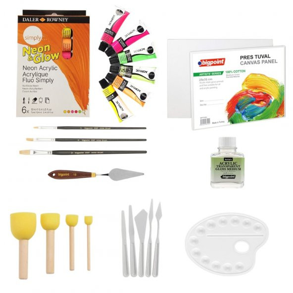 Daler Rowney Neon Akrilik Boya Profesyonel Seti 12ml 6 Renk - 1