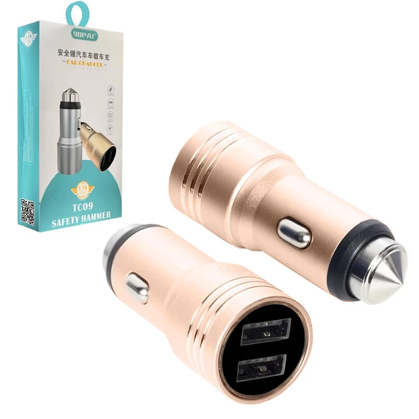 90PAI TC-09 Araç Çakmak Fişi Metal 2XUsb 12V/24V