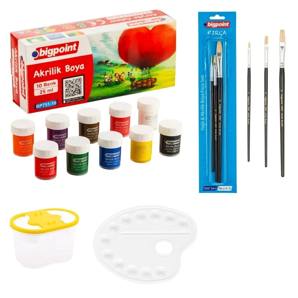 Bigpoint Akrilik Boya 10 Renk x 25 ml İlk Okul Başlangıç Seti