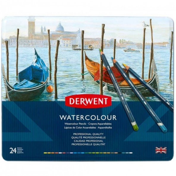 Derwent Watercolour Pencil 24'lü Teneke Kutu (Sulu Boya Kalemi) - 1
