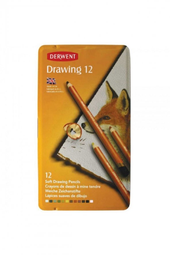 Derwent Drawing Pencil 12'li Teneke Kutu (Çizim Kalemi)