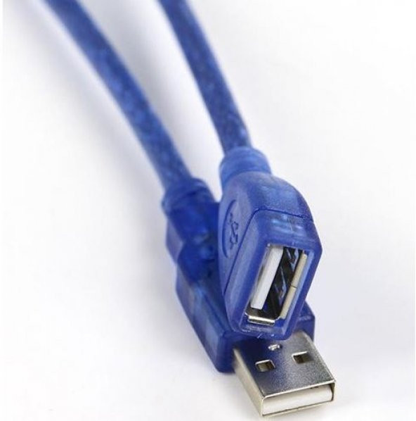 USB Uzatma Kablosu Dişi Erkek Örgü Kablo Mavi 30 cm - Resim 2