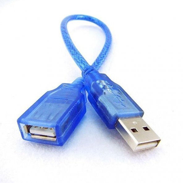 USB Uzatma Kablosu Dişi Erkek Örgü Kablo Mavi 30 cm - Resim 3