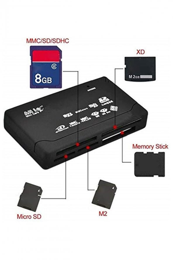 4296 Usb Hub Micro Sd Xd Mmc Ms Cf Tf Mini M2 Combo Kart Okuyucu - 2