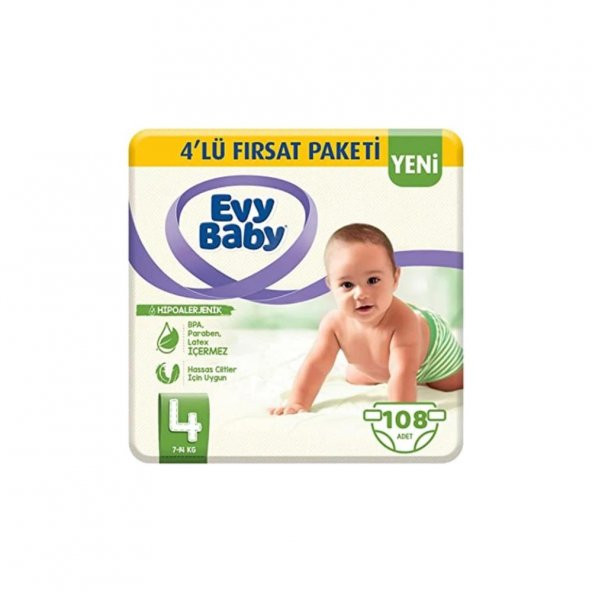Evy Baby Bebek Bezi 4 Numara 7-14 Kg 108 Adet