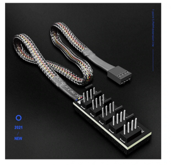 5 Port 4 Pin Fan Çoklayıcı Kablo - 4 Pin PWM Fan Kontrol Kablosu - 2