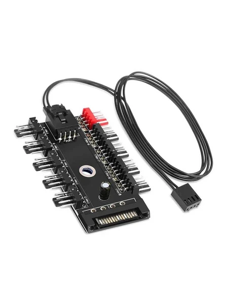 10 Port Fan Çoklayıcı Splitter 3 Pin 4 Pin Pwm Fan Kontrol Cihazı Fan Denetleyici Sata Girişli - 2