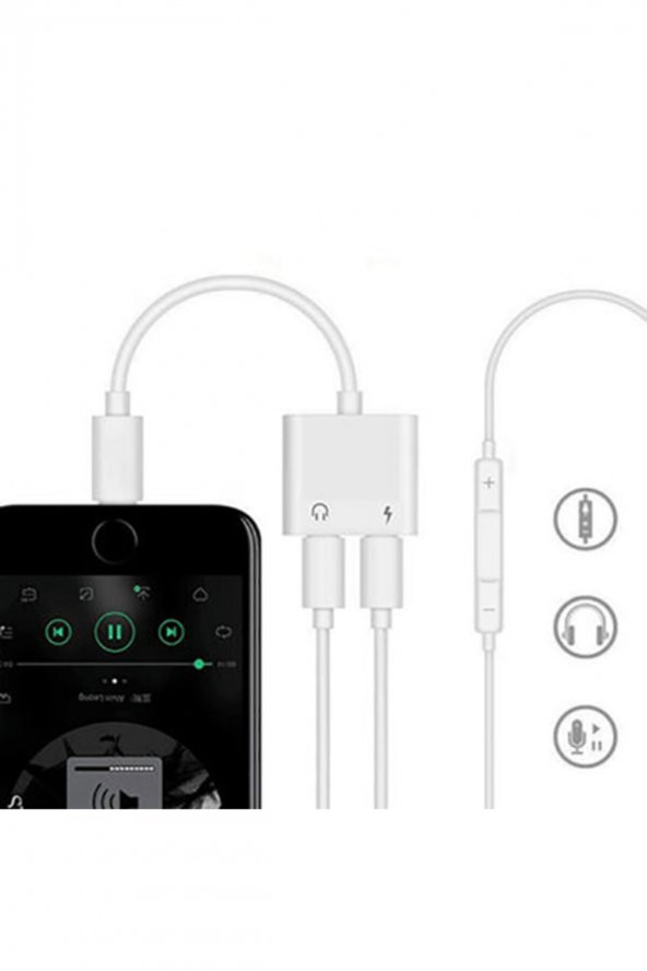 iPhone iPad Lightning Kulaklık Ve Şarj Çevirici Dönüştürücü Çoğaltıcı Kablo 6 7 8 X Xs Xs Max Uyumlu - 2