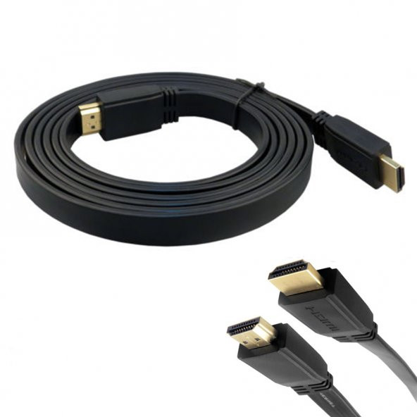 Kuvars Hdmi Kablo 4K Full HD 3D Destekli 3840*2160 Yassı Flat Slim Kablo 1.8 metre